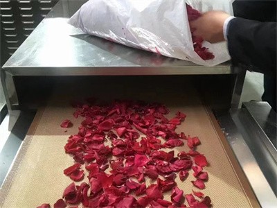 Why do many manufacturers choose microwave equipment to dry rose petals