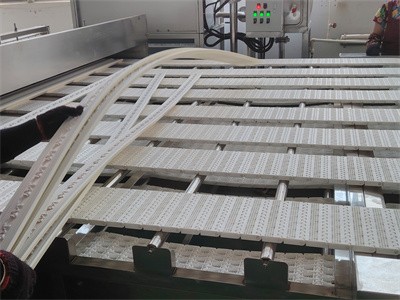 Drying and shaping of gypsum lines using microwave equipment